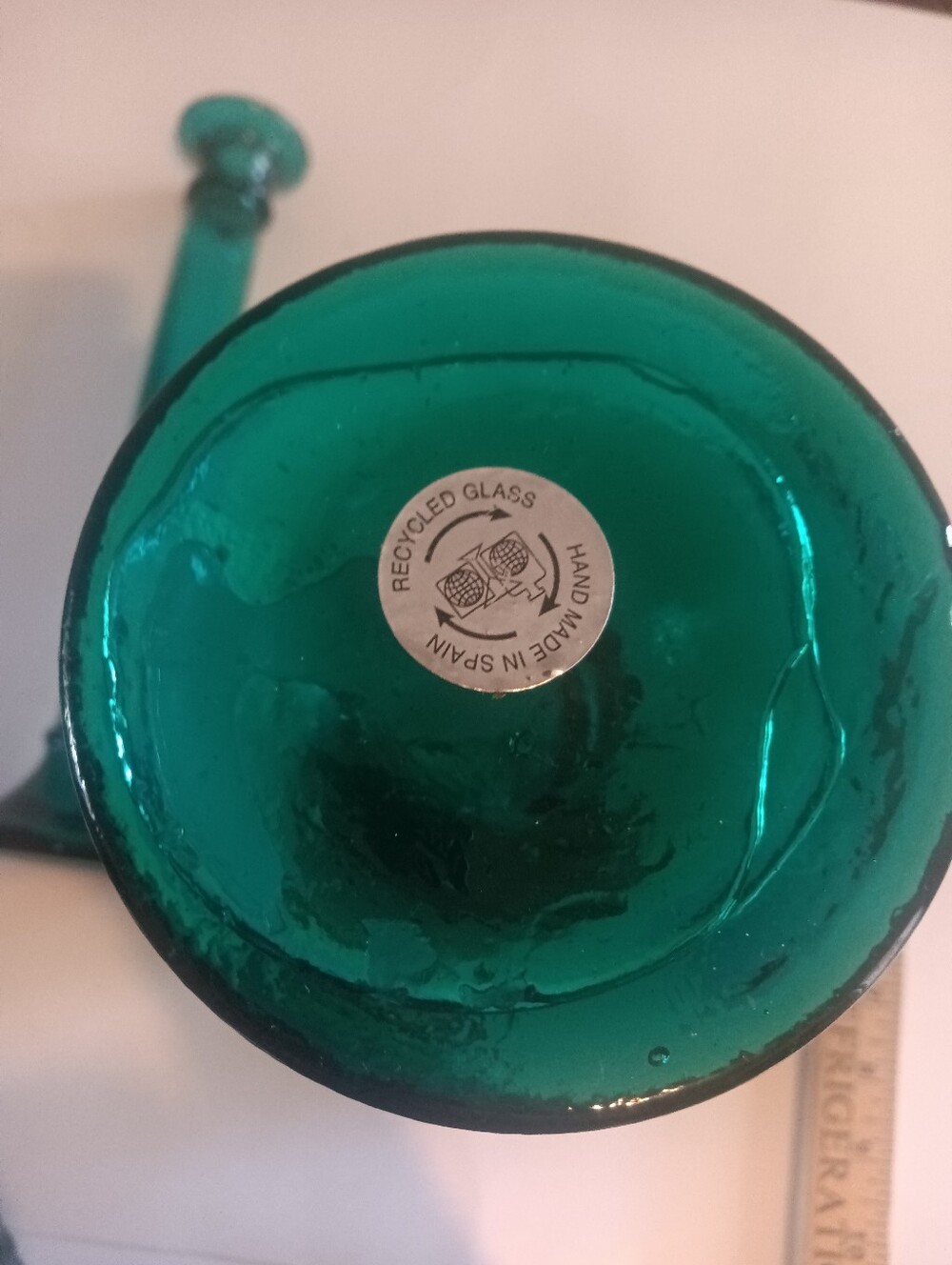 VTG Recycled Glass Emerald Green Candlesticks Made In Spain - Set Of 4 - Picture 2 of 4